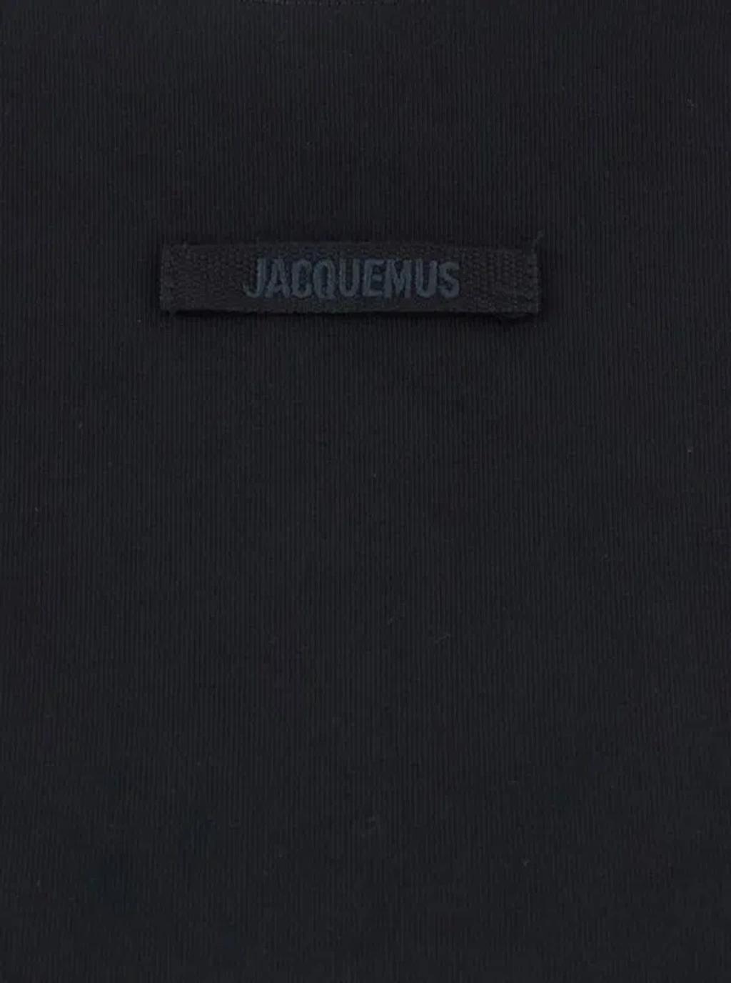 JACQUEMUS Black Fitted T-shirt With Logo Patch In Stretch Cotton Woman Product Image