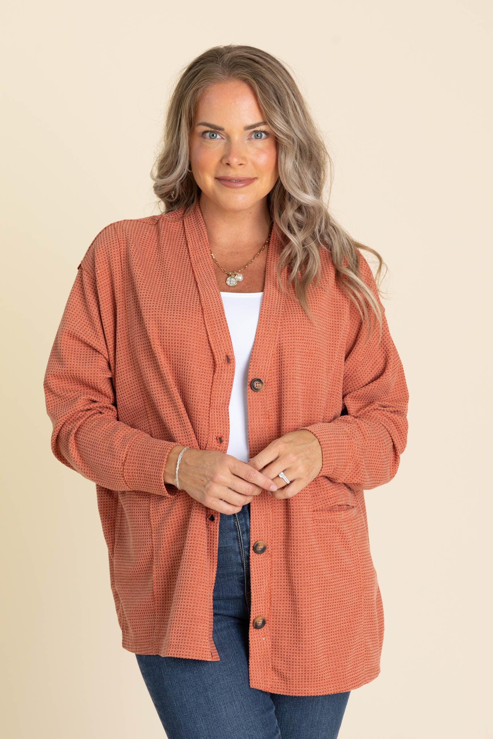 Knit Button Up Cardigans With Pockets Product Image