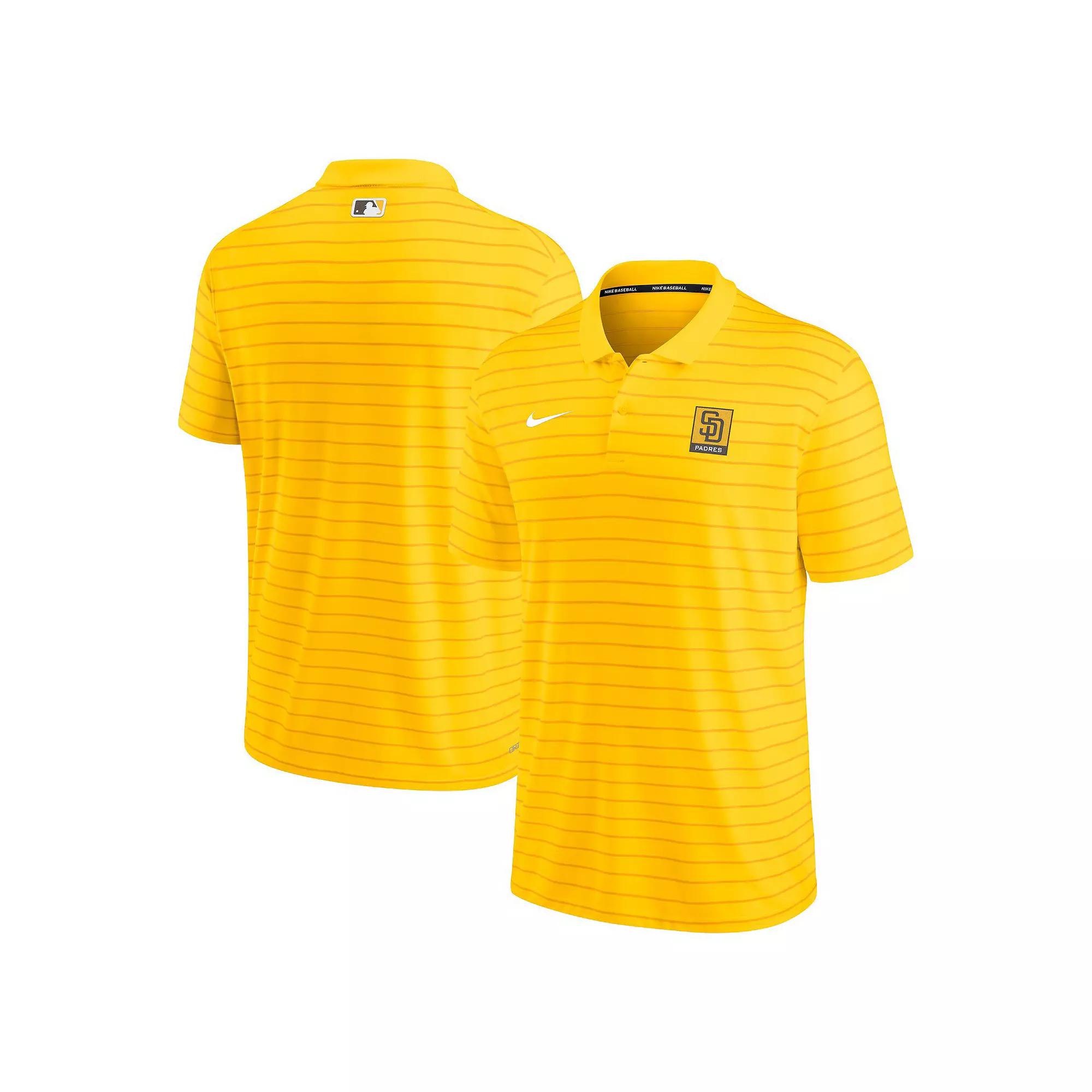 Men's Nike Gold San Diego Padres Striped Polo, Size: 2XL Product Image