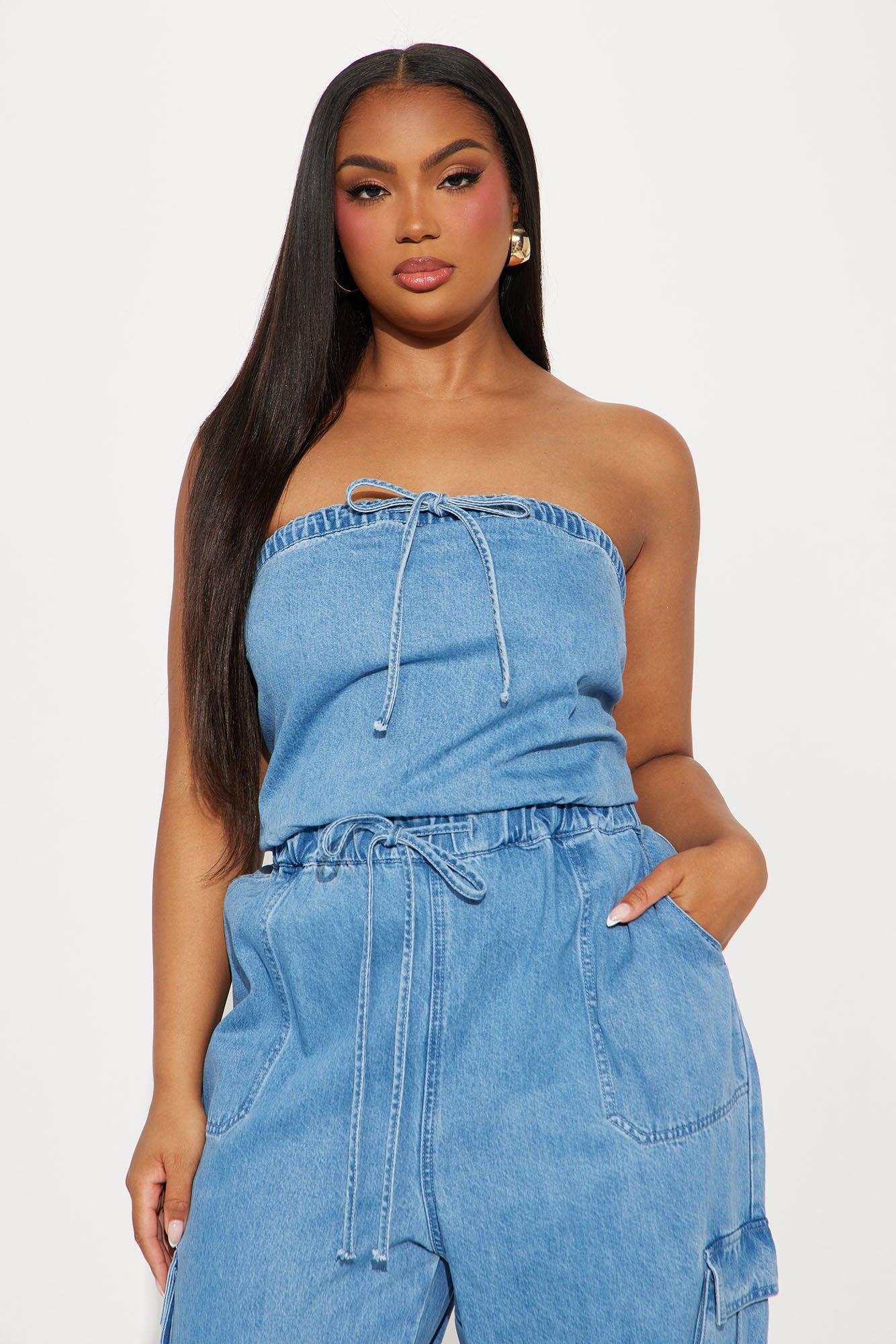 On The Go Denim Jumpsuit - Medium Wash Product Image