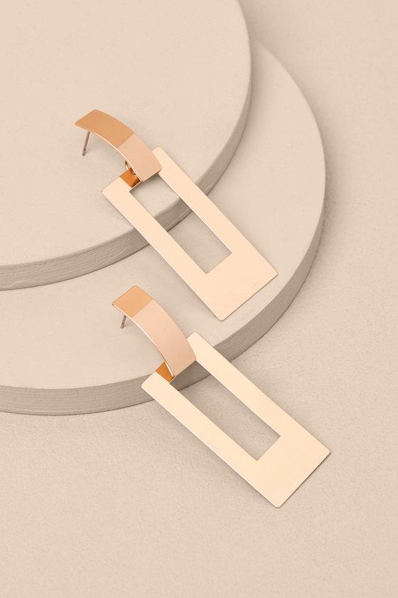 Carine Gold Rectangular Drop Earrings Product Image