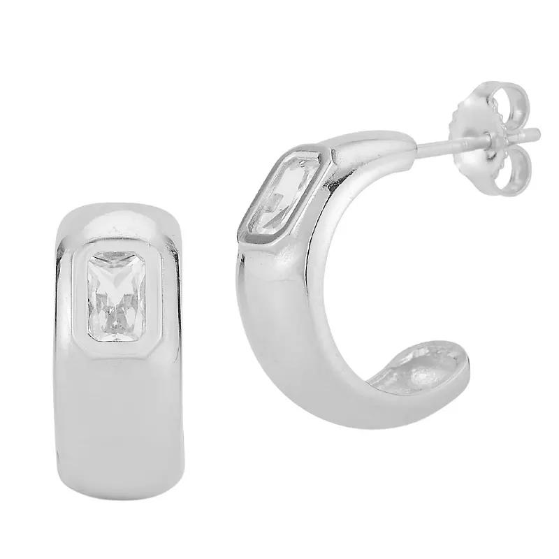 Sunkissed Sterling Silver Over Cubic Zirconia Hoop Earrings, Women's, Silver Tone Product Image