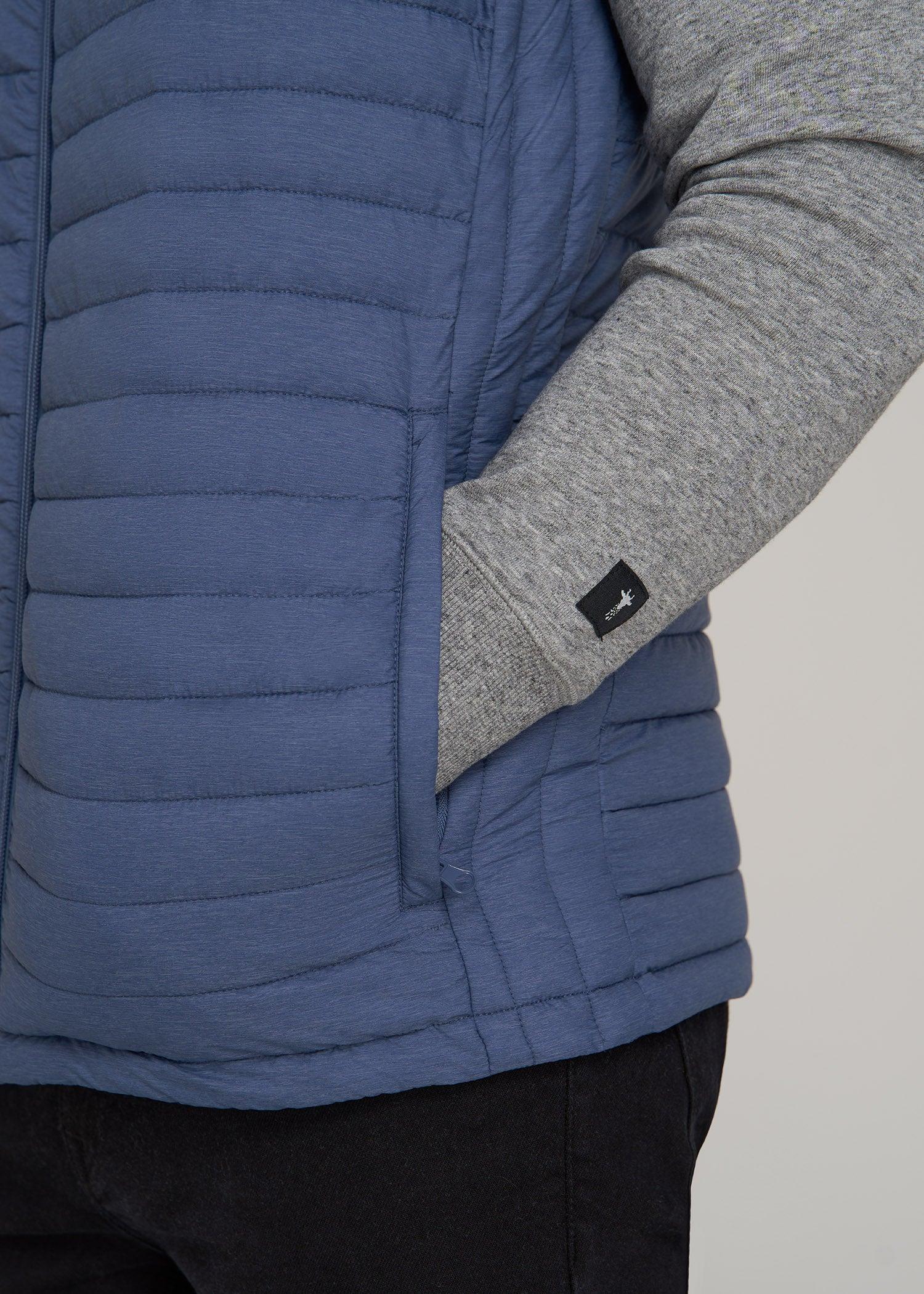 Packable Puffer Vest for Tall Men in Steel Blue Male Product Image
