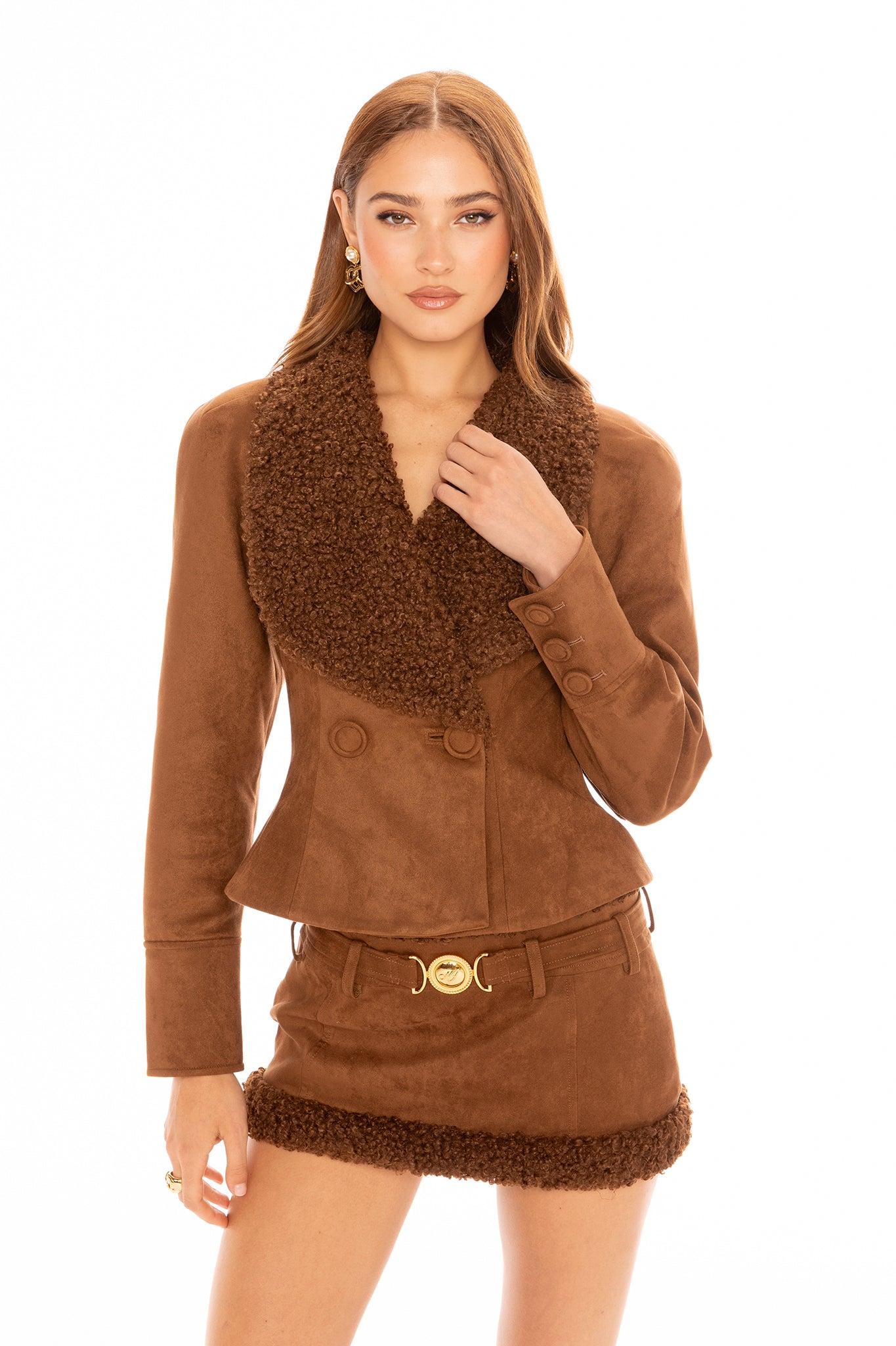 Celine Suede Coat (Brown) Product Image