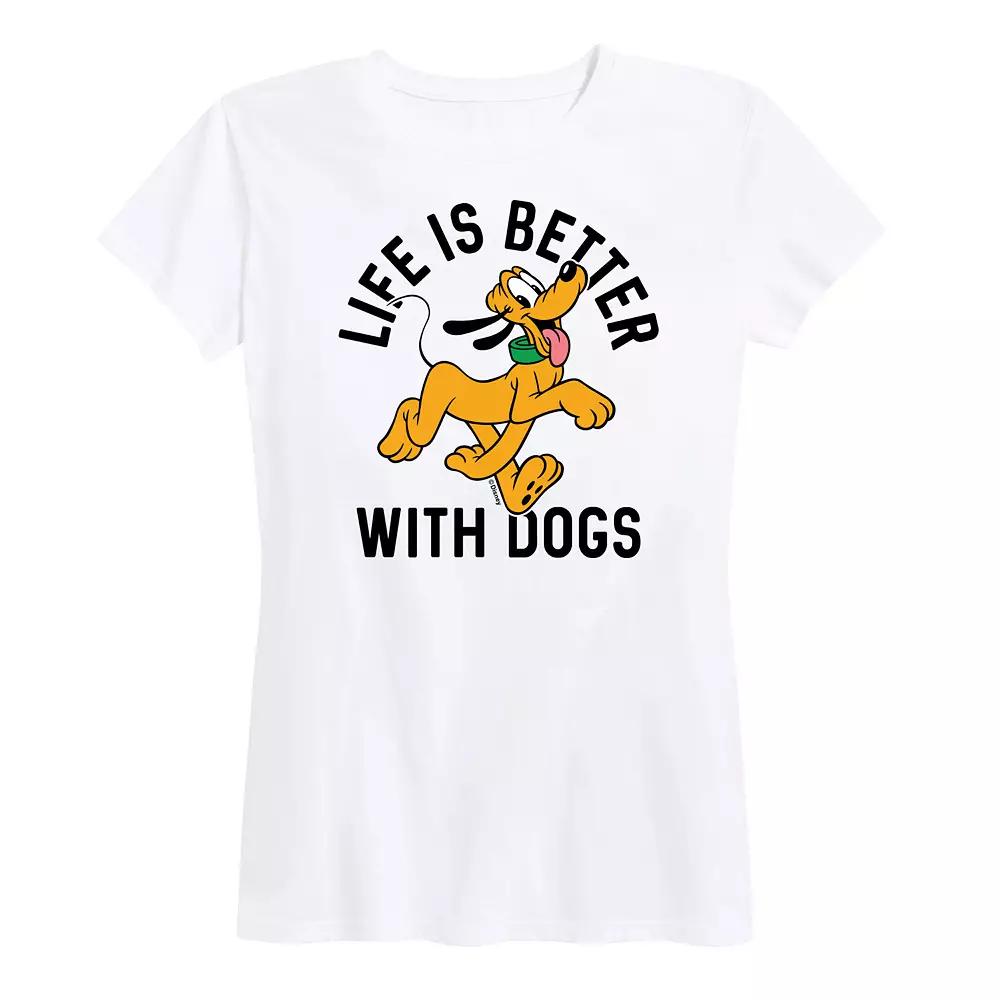 Disney's Pluto Women's Life Is Better With Dogs Graphic Tee,  Product Image