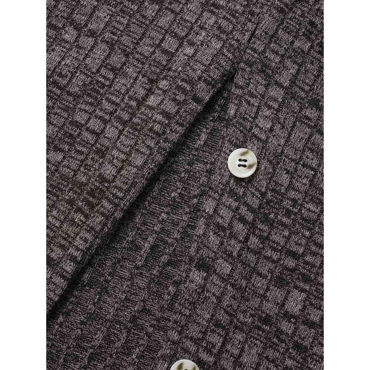 Plus Size Crew Neck Button Detail Split Hem Dress Black Women Leisure Texture Round Neck Long Sleeve Curvy BloomChic 14-16/1X Product Image