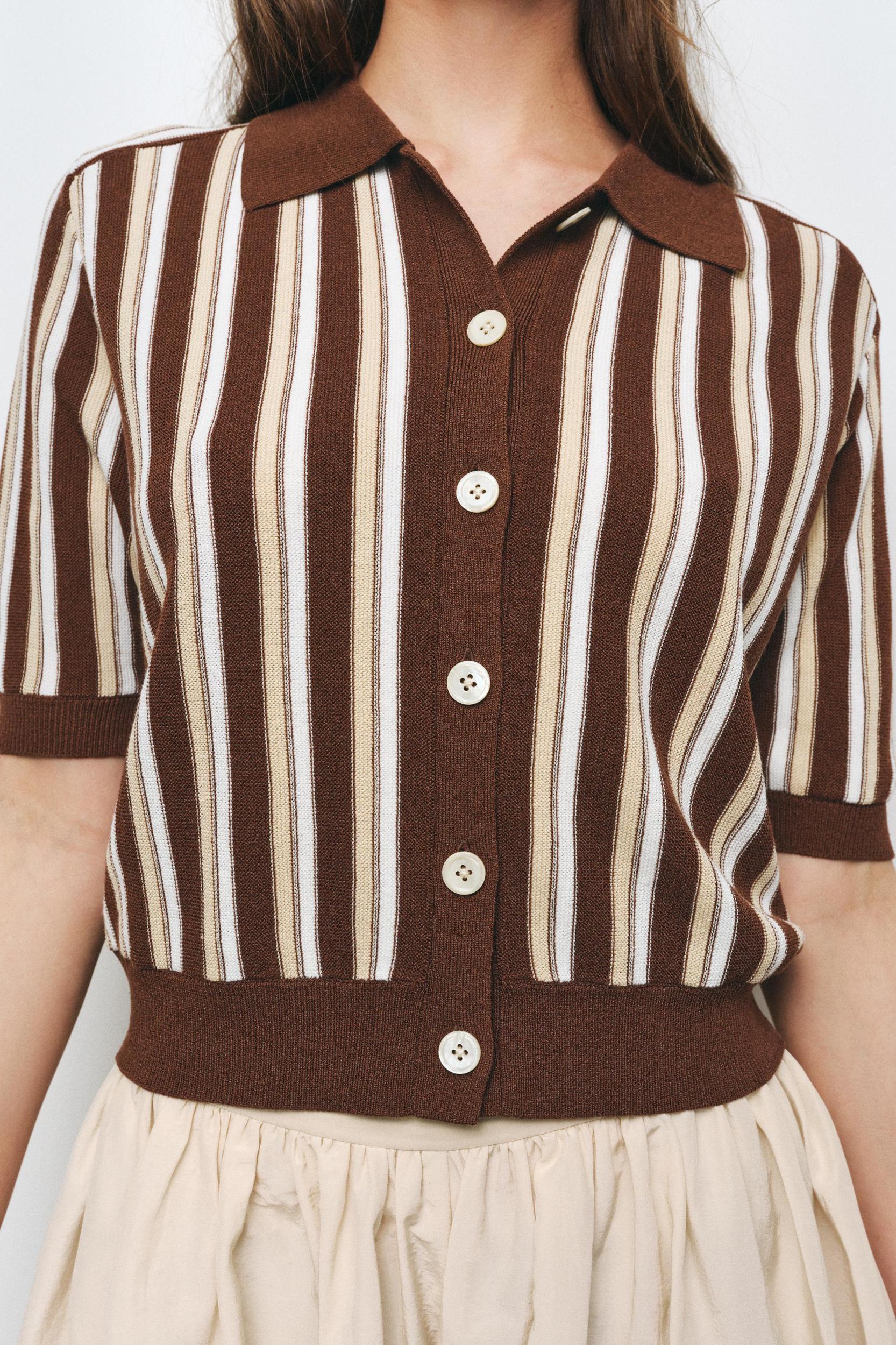 STRIPED POLO CARDIGAN Product Image