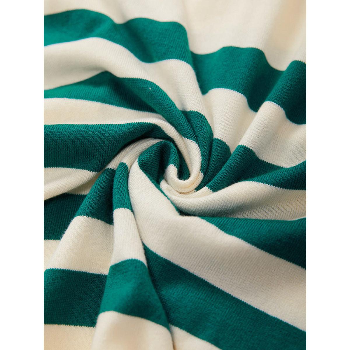 Plus Size Supersoft Essentials Striped Contrast Button Up Cardigan Beige Women Casual Loose Long Sleeve Dailywear Cardigans BloomChic 28/5X Product Image