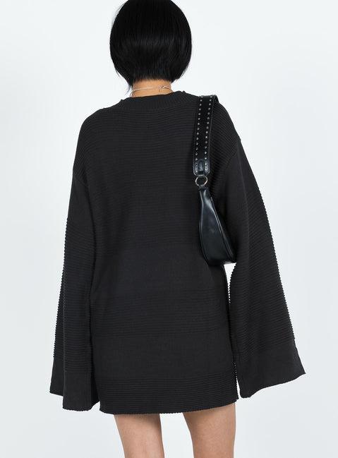 Cheyenne Knit Sweater Dress Black Product Image