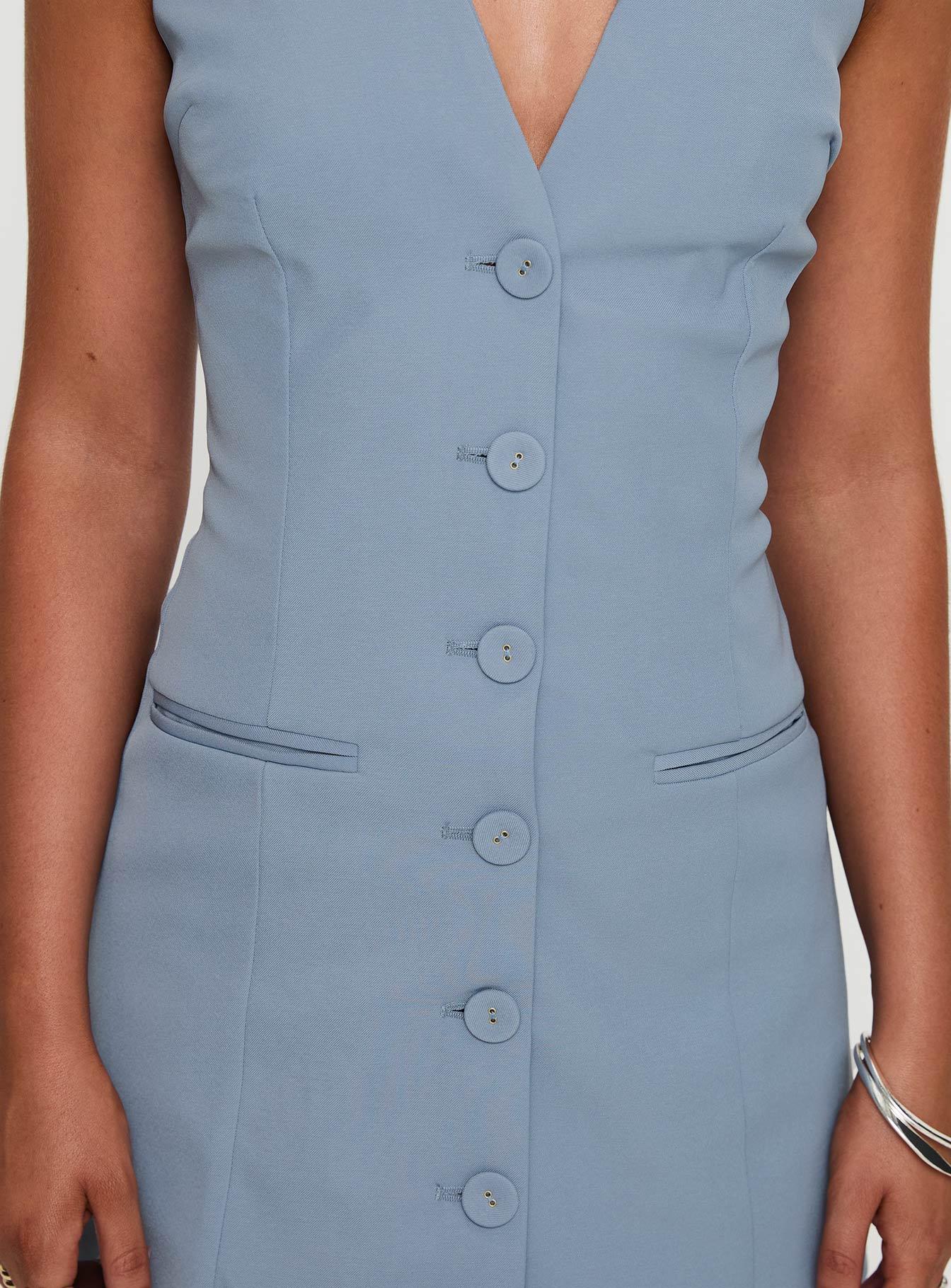 Vyxen Halter Mini Dress Blue Product Image