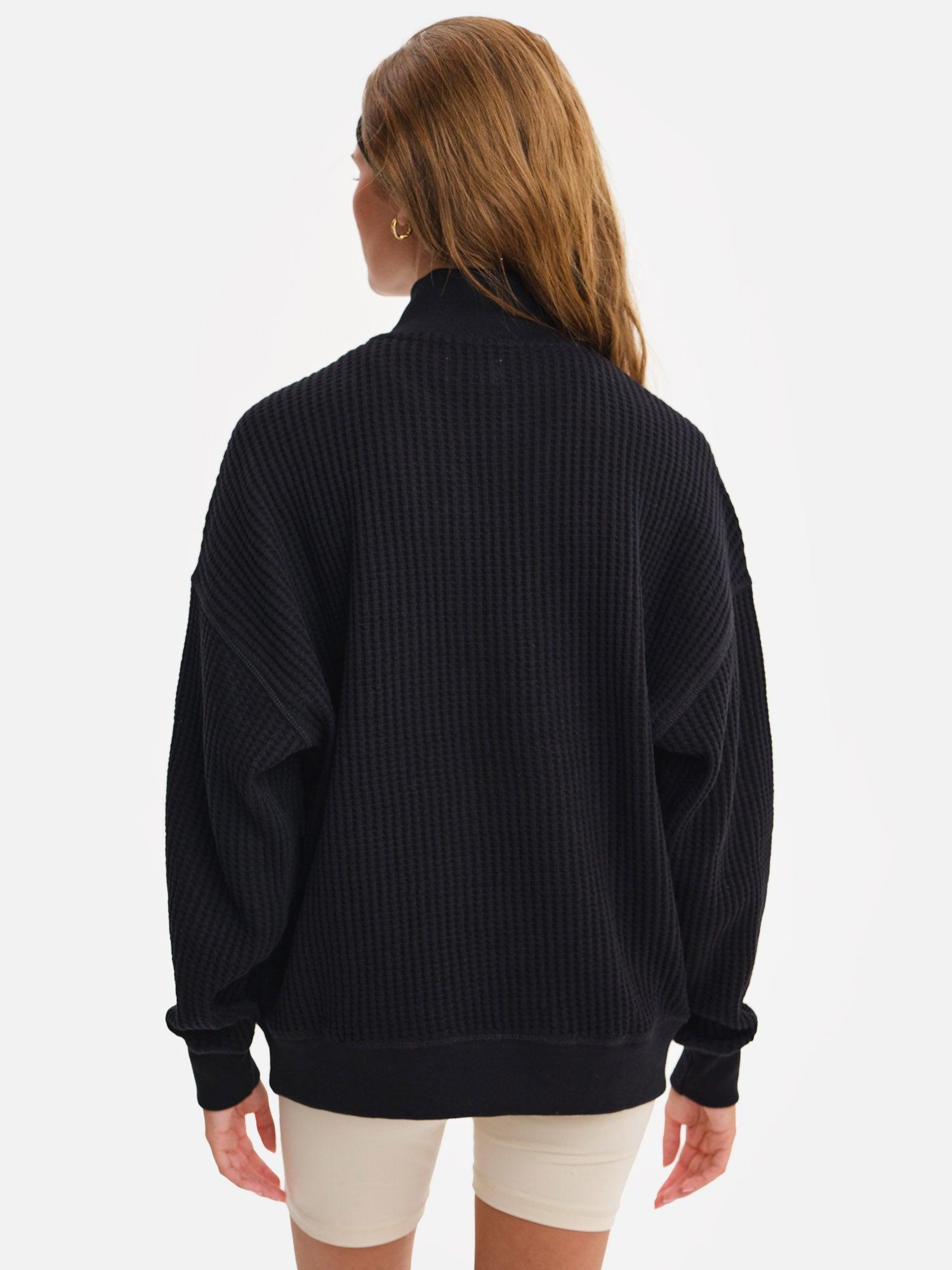 Organic Waffle Collared Half-Zip Sweatshirt Female Product Image