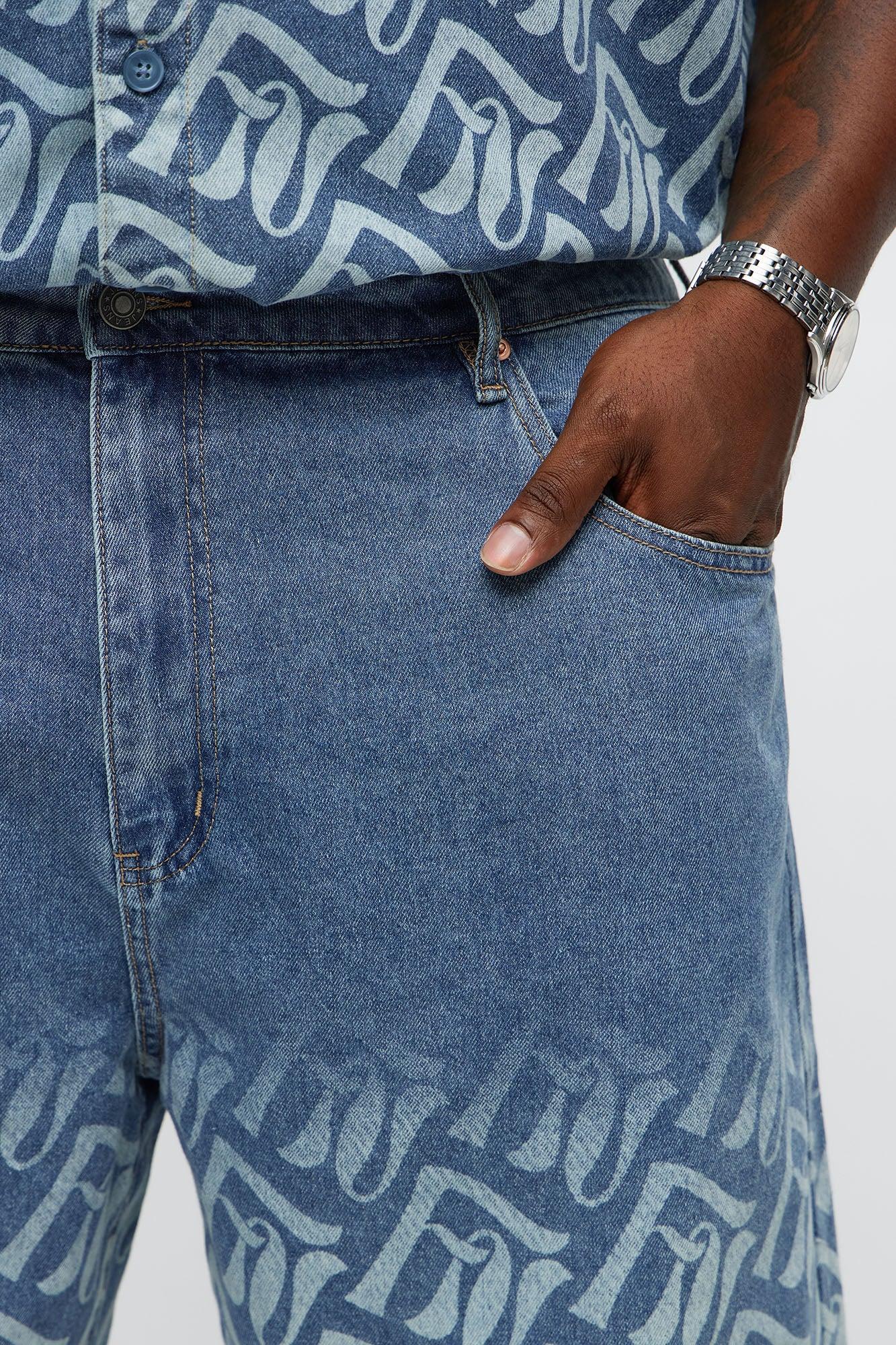 Relaxed Chateau Monogram Denim Shorts - Light Blue Wash Male Product Image