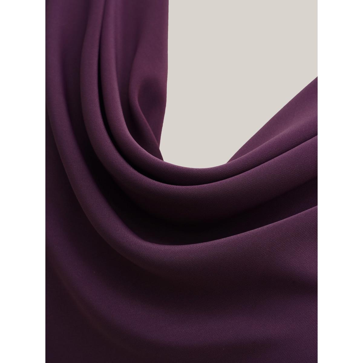 Plus Size Plum Cowl Neck Plain Dolman Sleeve Blouse Women Short sleeve Cowl Neck Work Blouses BloomChic 30/6X Product Image
