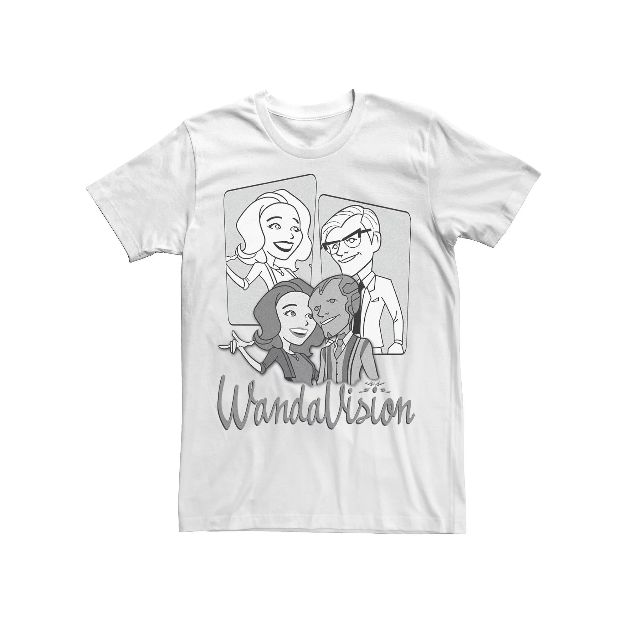 Men's Marvel WandaVision Character Panels Greyscale Tee,  Product Image