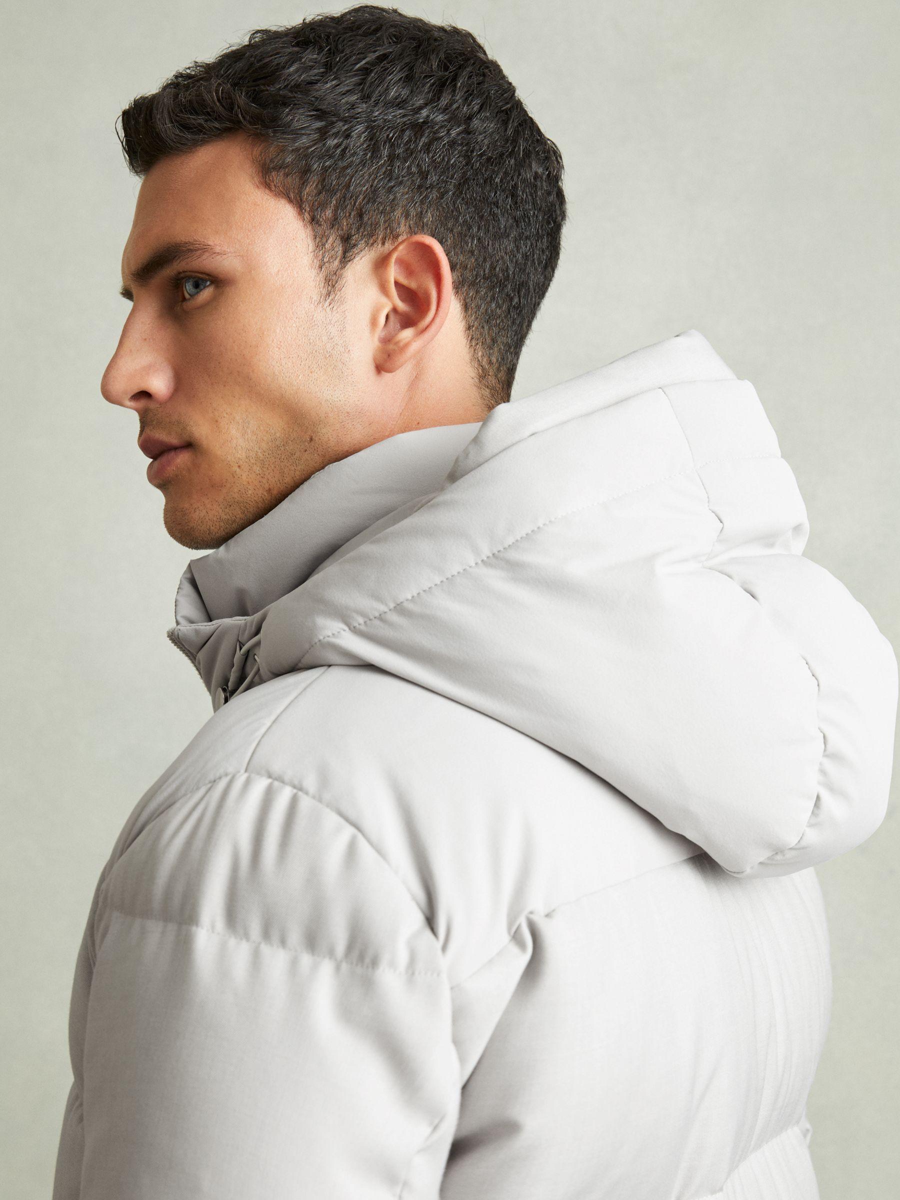 Patch-Pocket Quilted Puffer Jacket in Grey Product Image