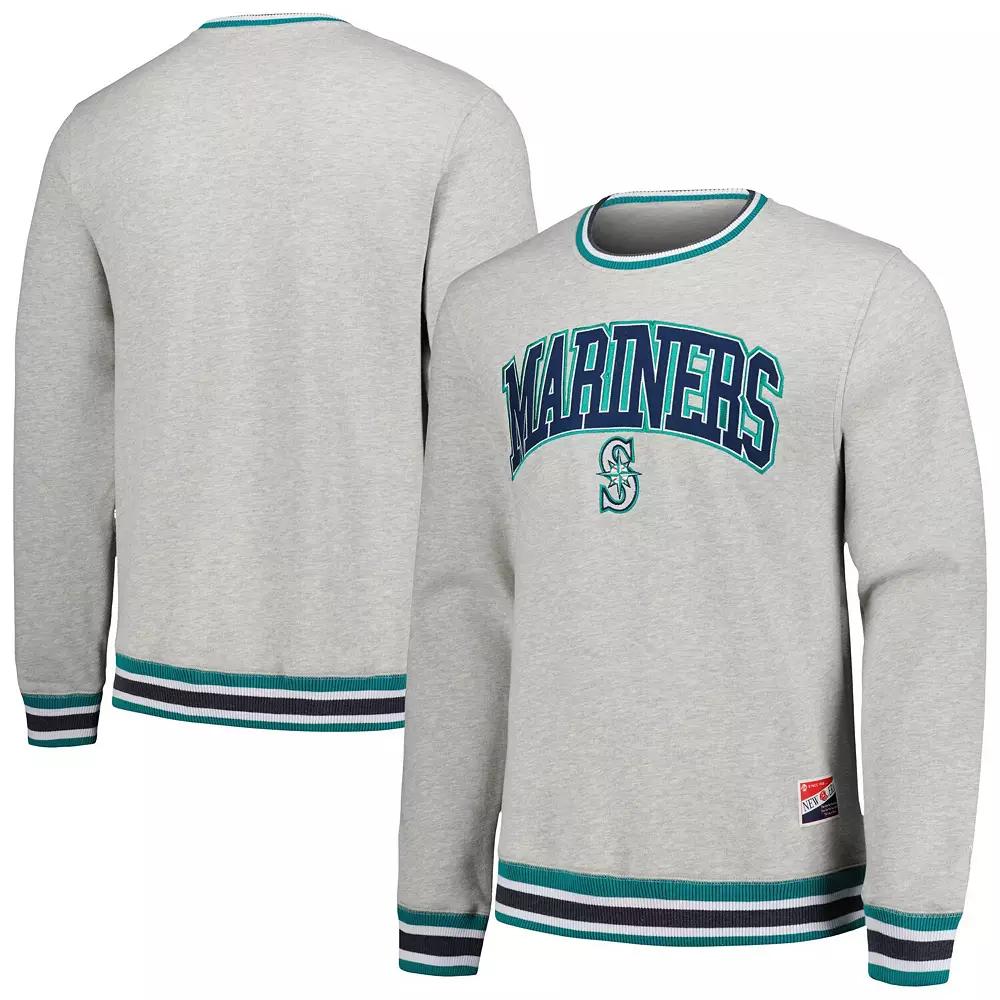 Men's New Era Heather Gray Seattle Mariners Throwback Classic Pullover Sweatshirt, Size: XL, Grey Product Image