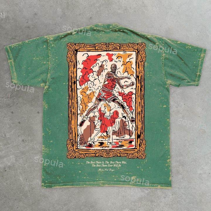 Retro Fashion Old Times Graphic Acid Washed Short Sleeve T-Shirt Product Image