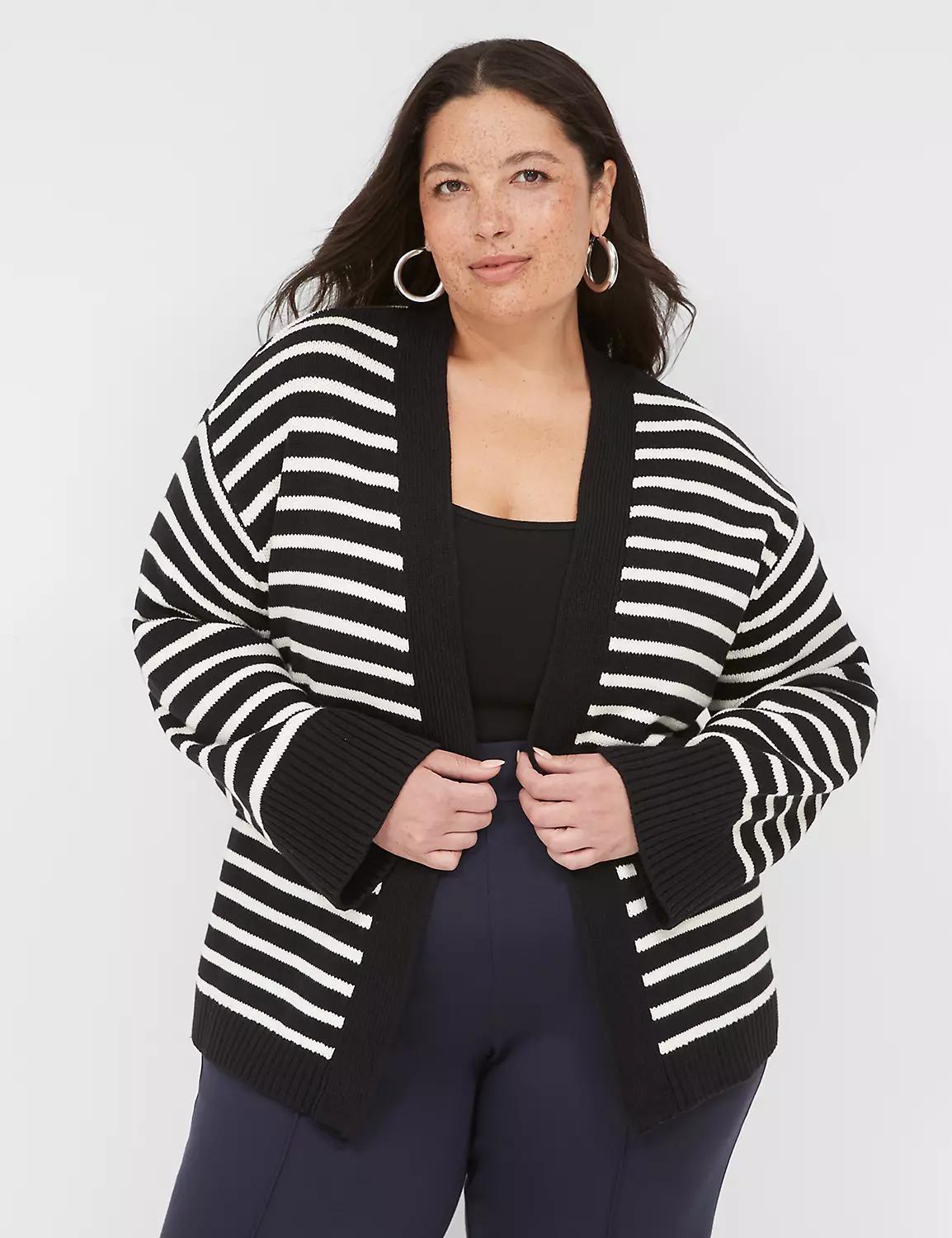 Open-Front Striped Cardigan Product Image