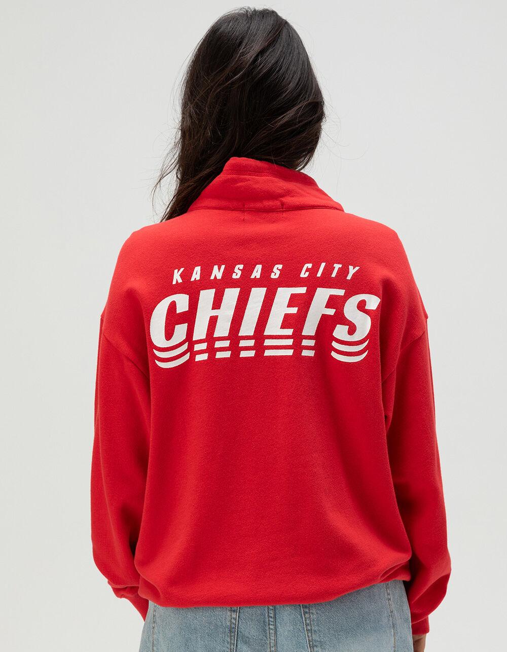 JUNK FOOD Kansas City Chiefs Mock 1/4 Button Up Sweatshirt - RED Product Image