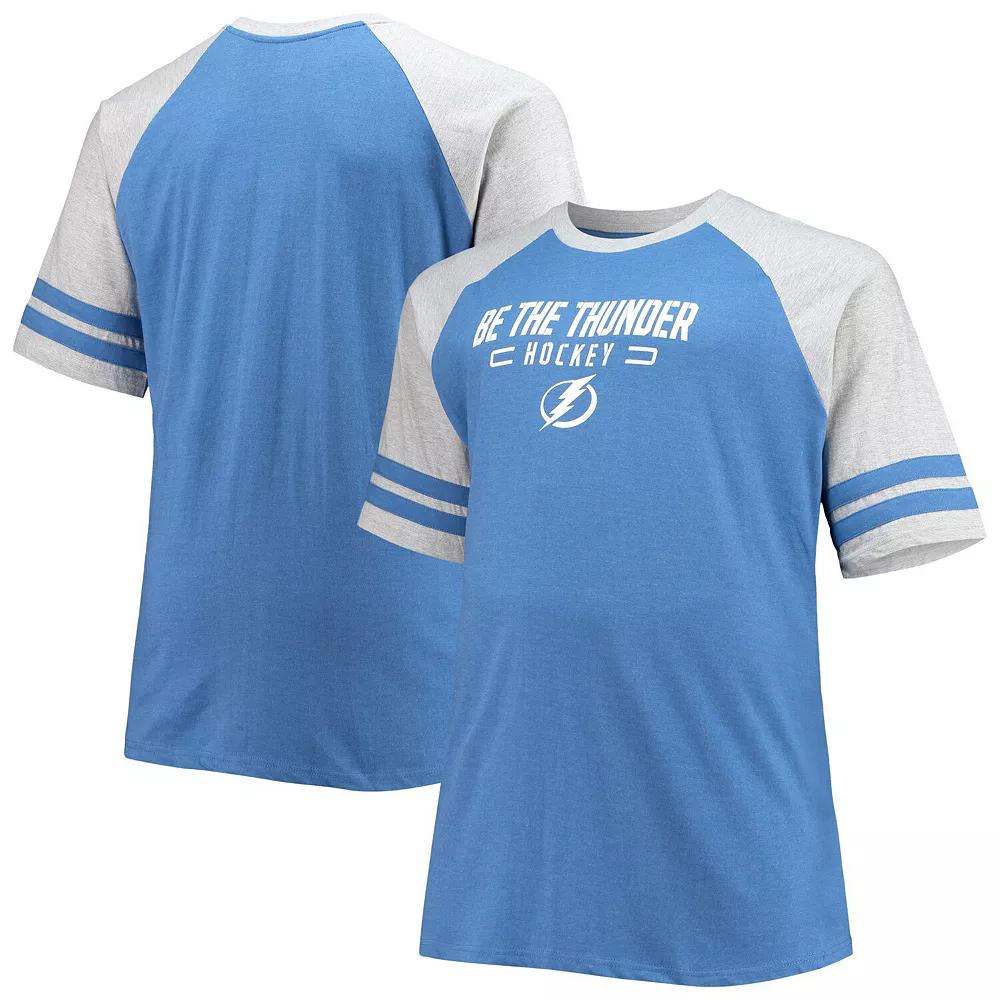 Men's Heathered Blue Tampa Bay Lightning Big & Tall Raglan T-Shirt,  Product Image