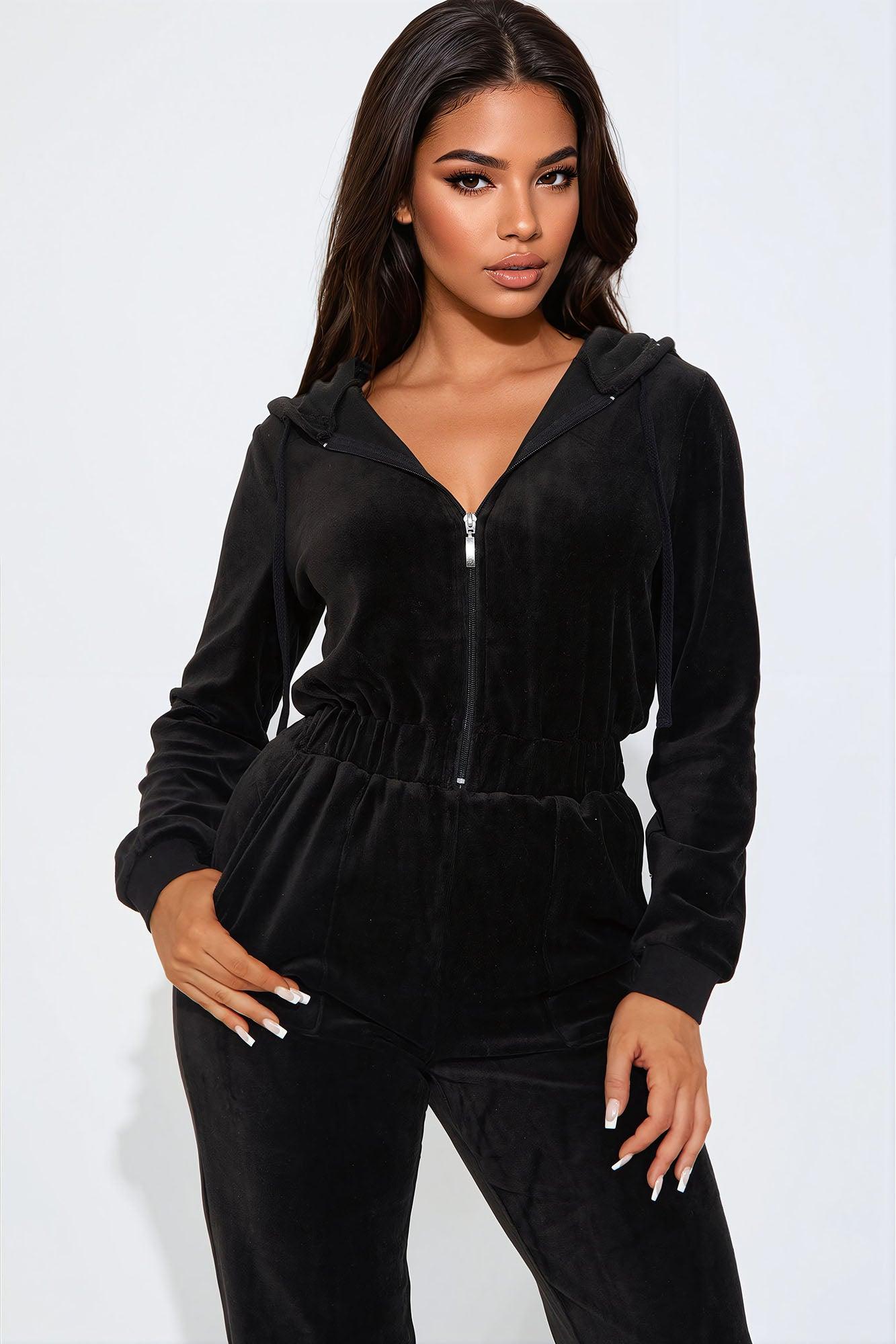 The Original Trendsetter Velour Jumpsuit - Black Product Image