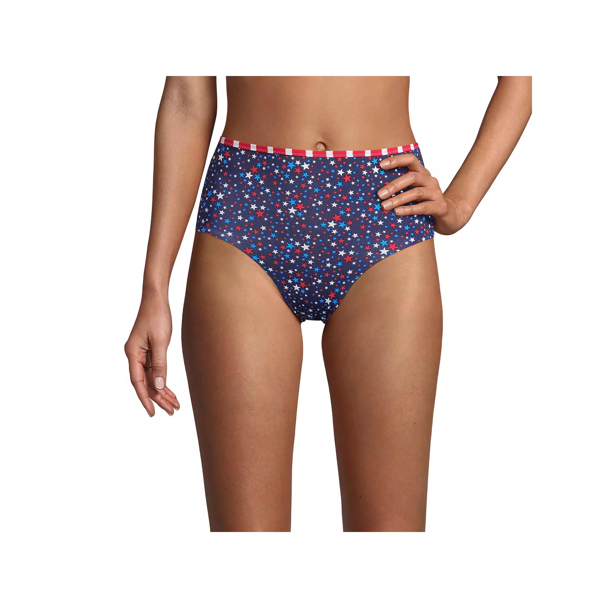 Women's Lands' End UPF 50 Reversible High-Waist Bikini Bottoms,  Product Image