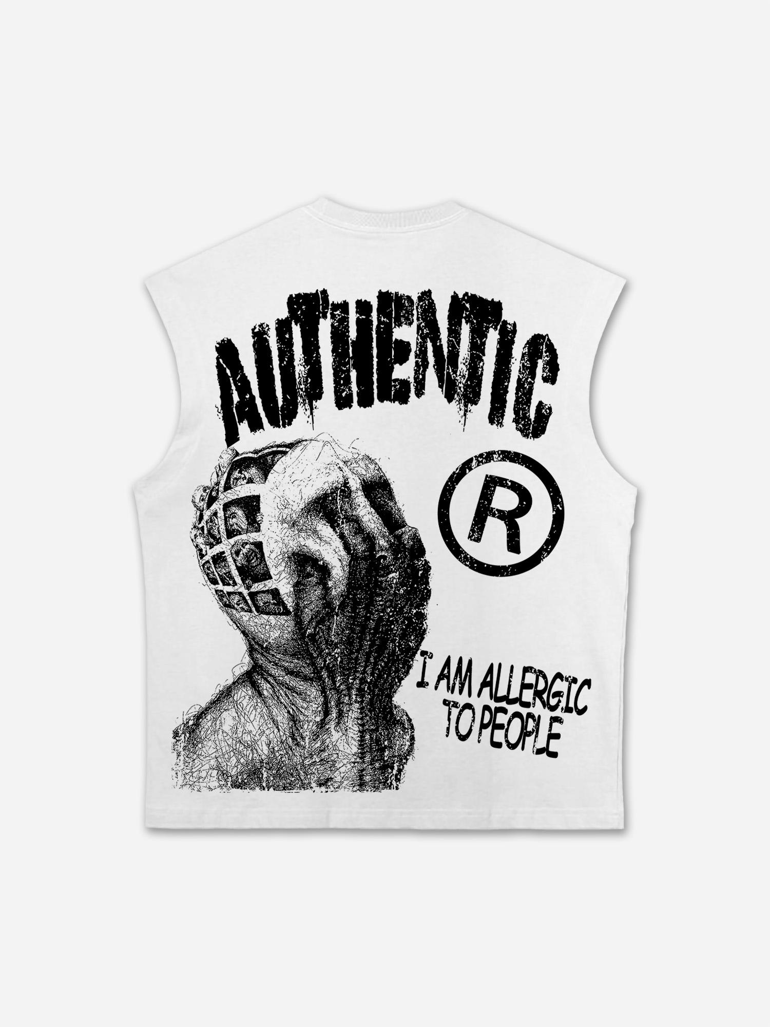 Vintage I Am Allergic To People Graphic Sleeveless Shirts Tank Top Product Image