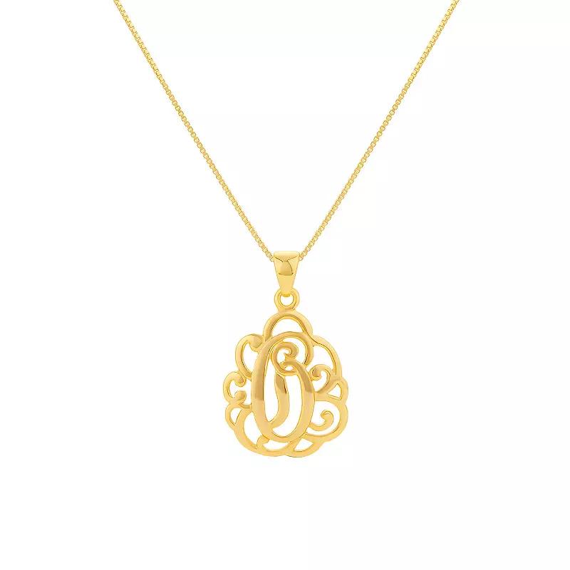 PRIMROSE Sterling Silver Monogram Initial Pendant Necklace, Women's, Size: 18", Gold Tone T Product Image