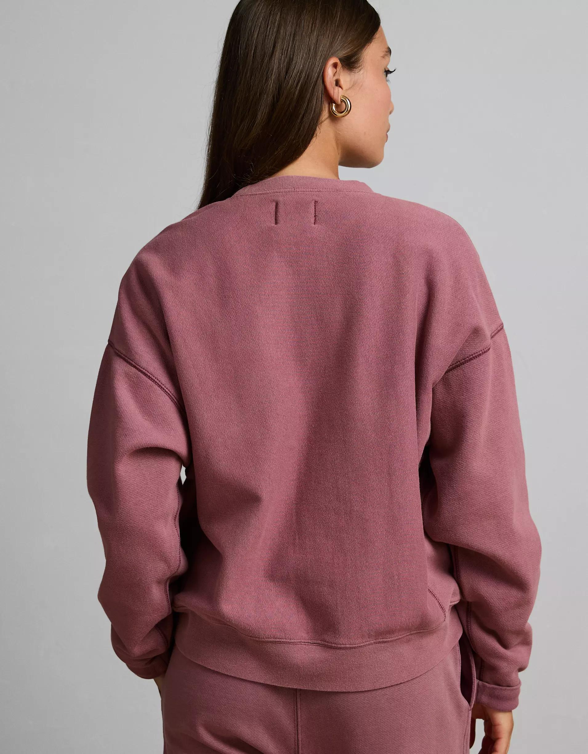 AE77 Premium Fleece Cropped Crew Neck Sweatshirt Product Image