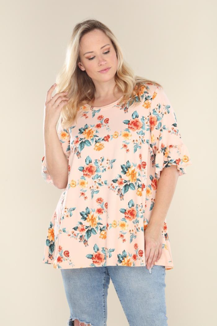 Plus Size Floral Flare Tunic Product Image