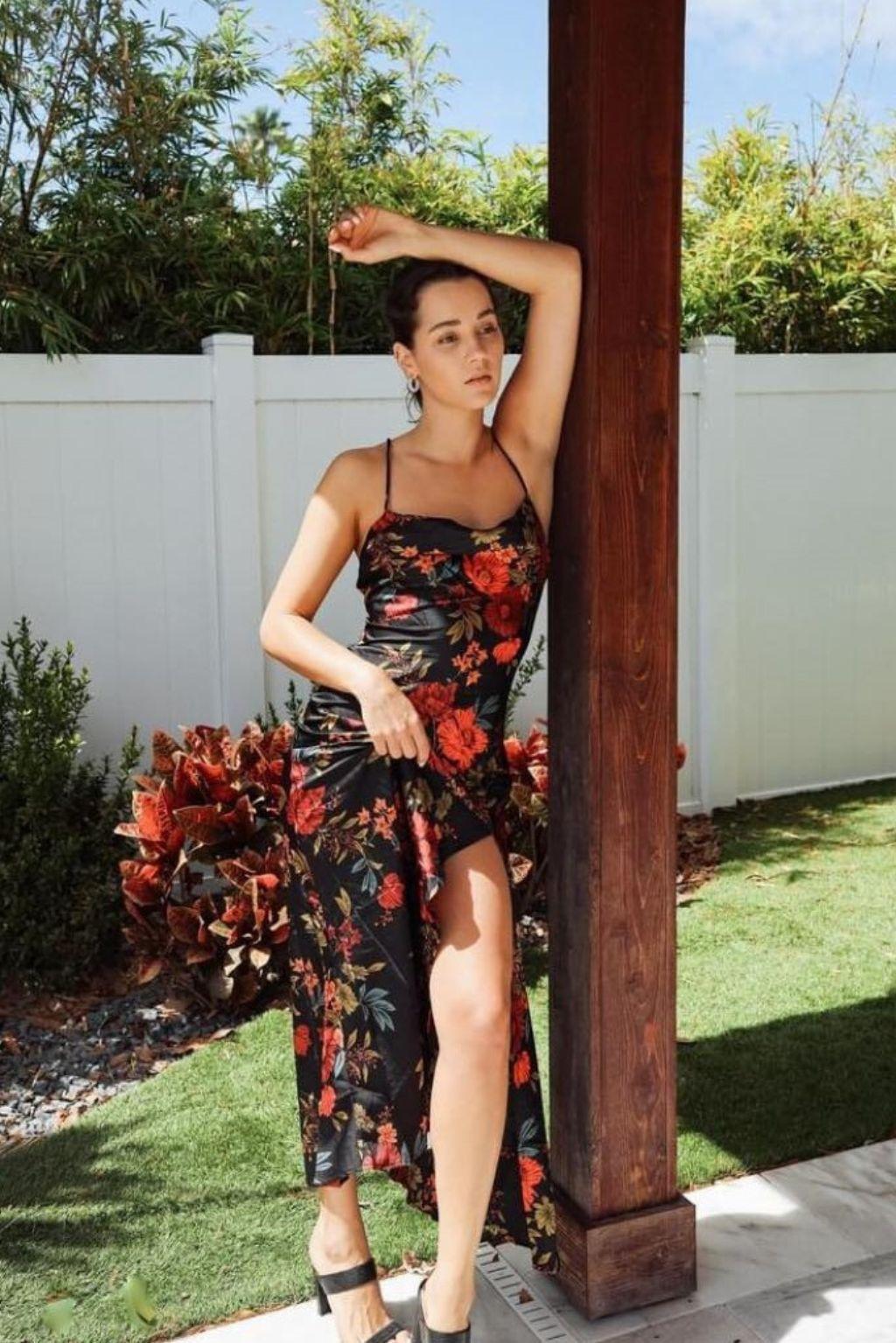 Natalia Black Floral Maxi Dress Product Image