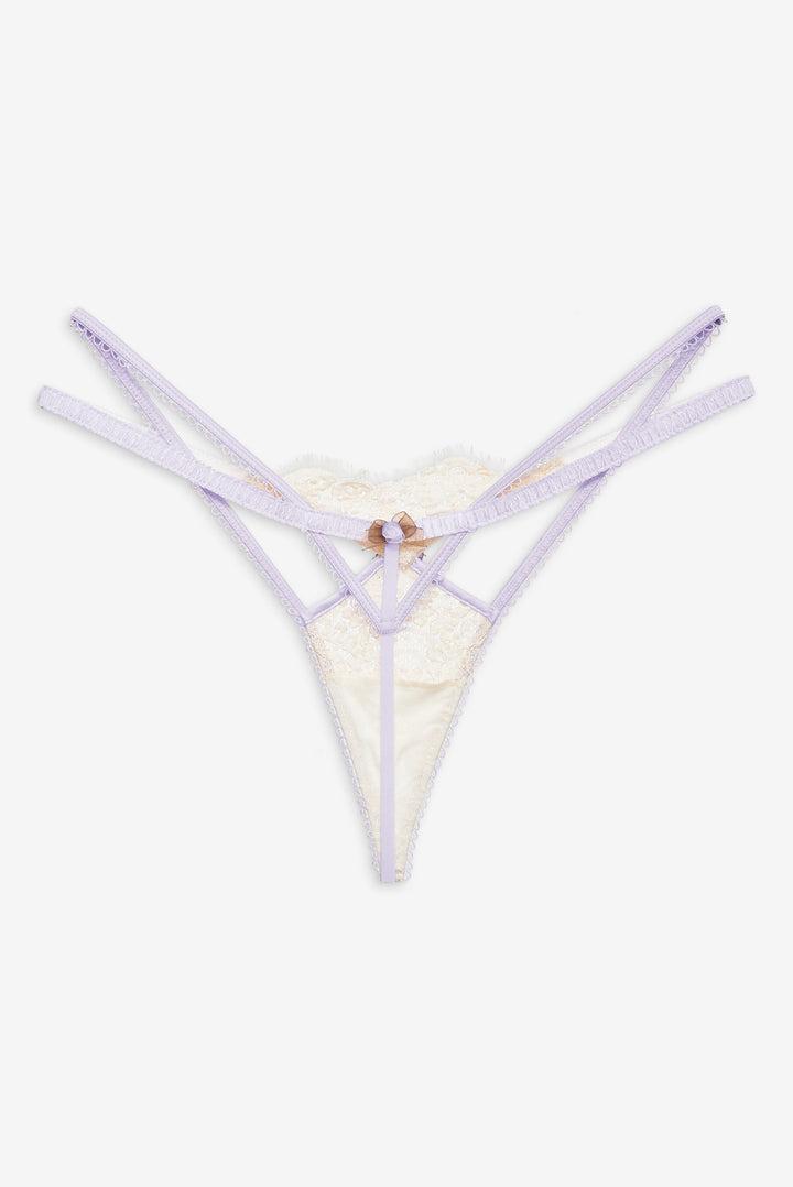 Victoria Lace Thong Panty — Ivory Product Image