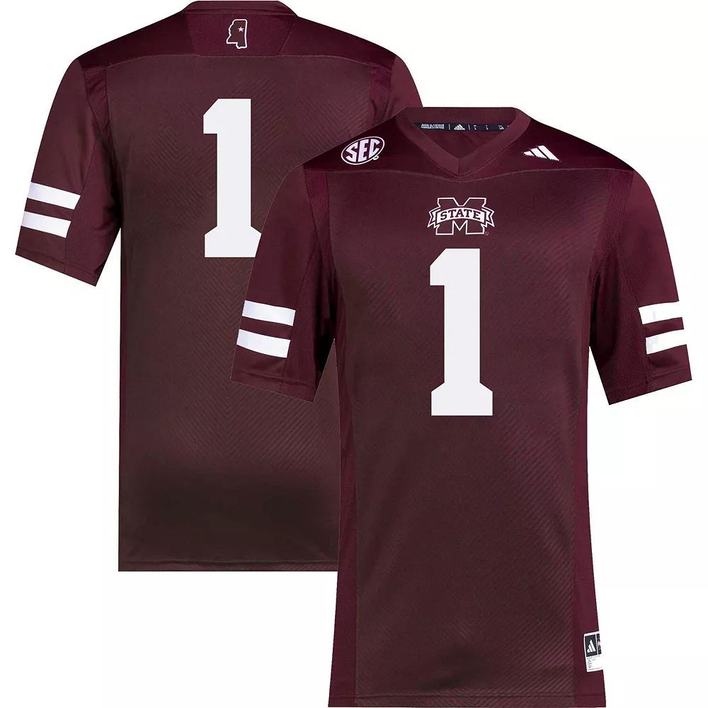 Men's adidas #1 Maroon Mississippi State Bulldogs Premier Football Jersey, Size: 2XL, Mst Red Product Image