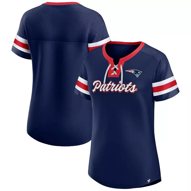 Women's Fanatics Branded Navy New England Patriots Original State Lace-Up T-Shirt,  Product Image