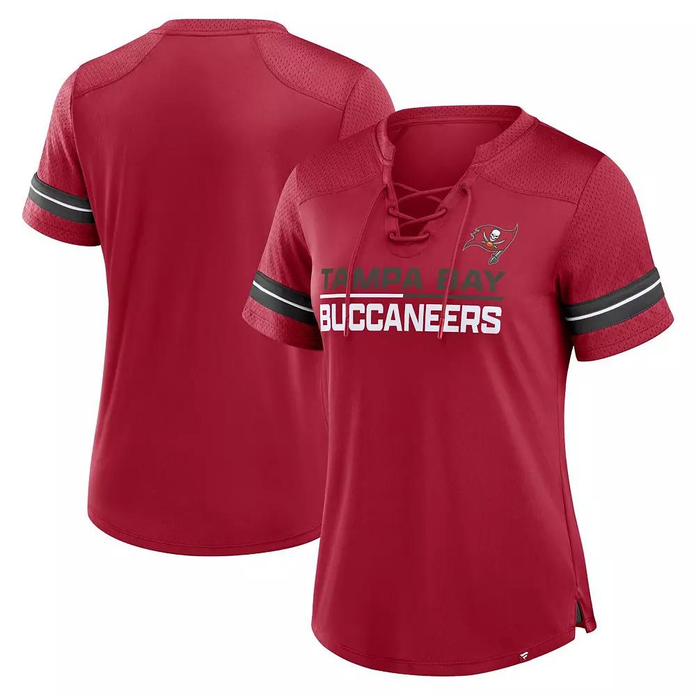 Women's Tampa Bay Buccaneers  Fanatics Red Athena Lace-Up V-Neck Fashion Top, Size: Medium Product Image