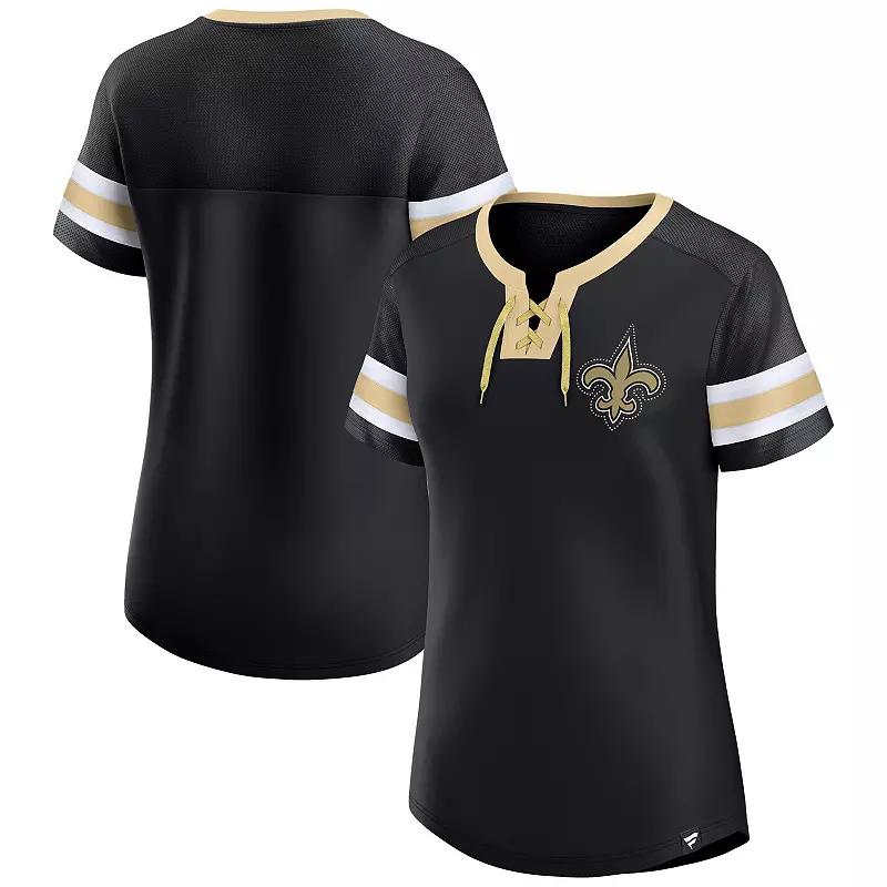 Women's Fanatics Green Green Bay Packers Bling Athena Jersey Style Lace-up T-Shirt,  Product Image