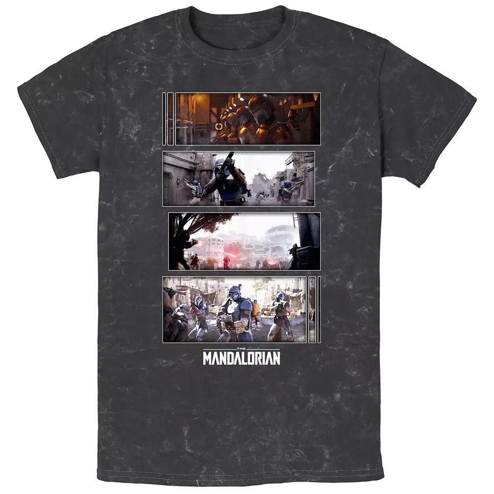 Men's Star Wars The Mandalorian Attack Scenes Boxes Mineral Wash Graphic Tee,  Product Image