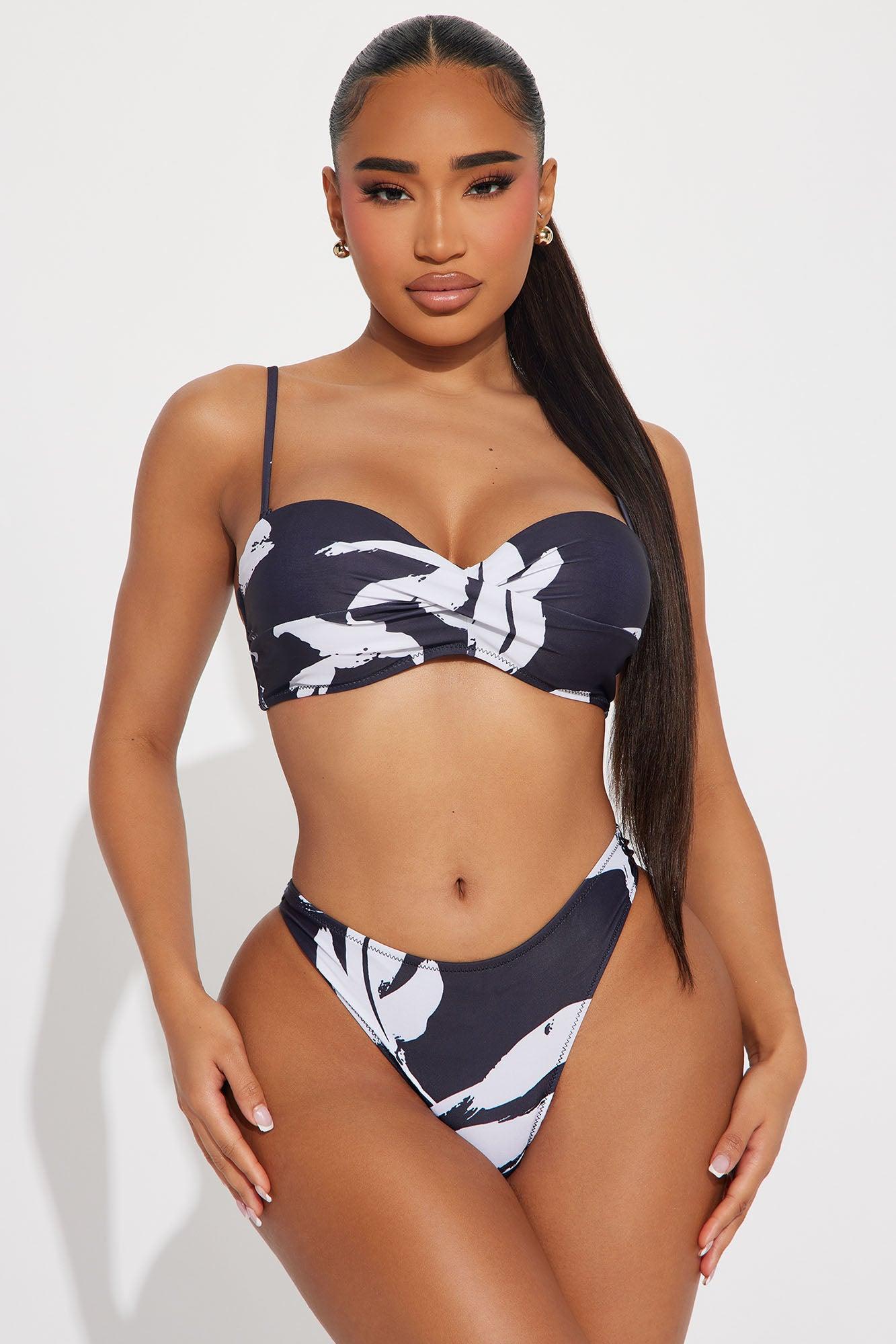 Betty 3 Piece Bikini Set - Black/White Product Image