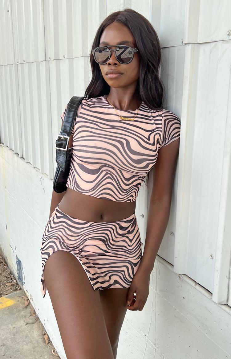 Rosalie Beige Mini Skirt Product Image