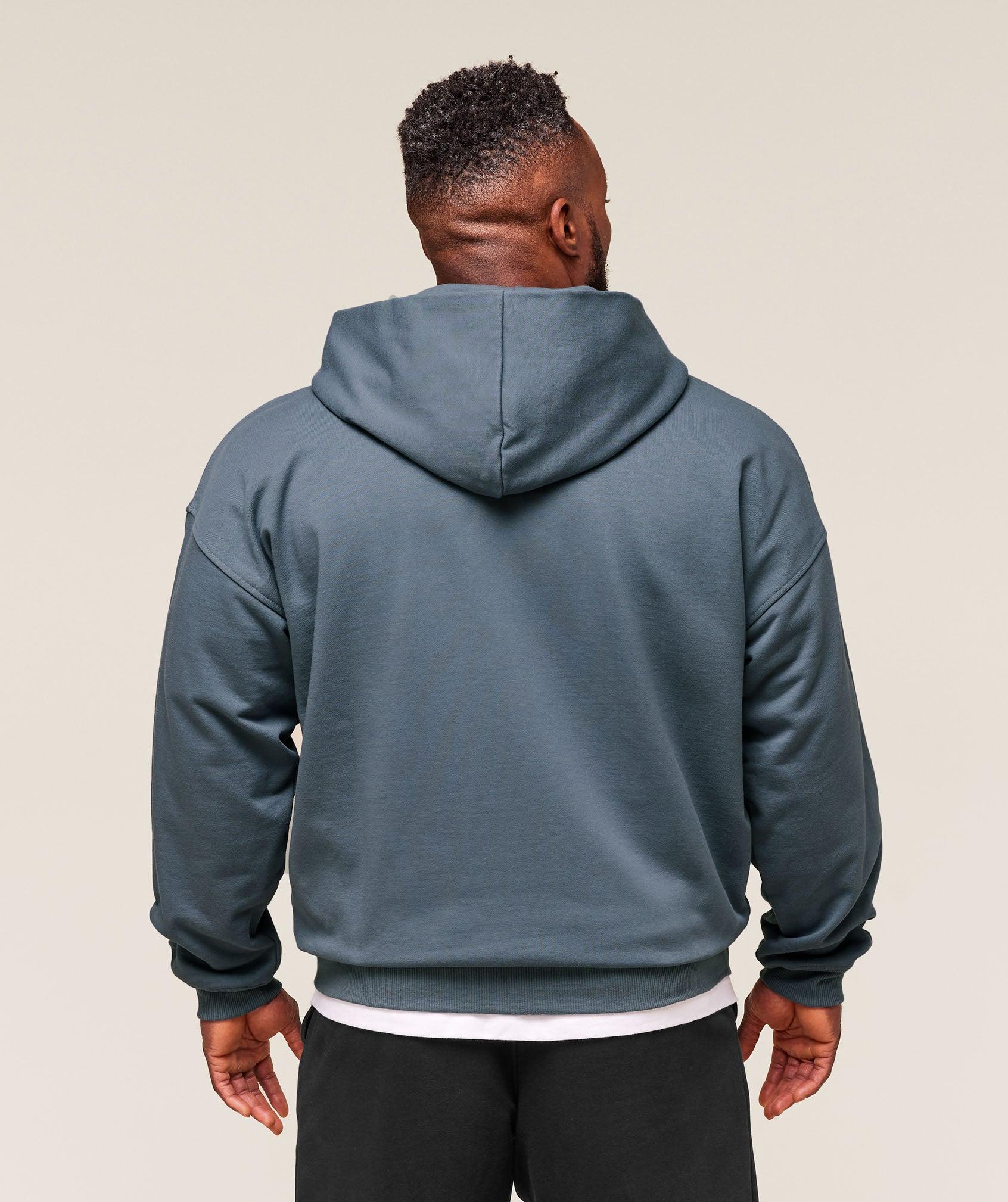 Gymshark Collegiate Script Zip Up Hoodie - Iron Blue Male Product Image