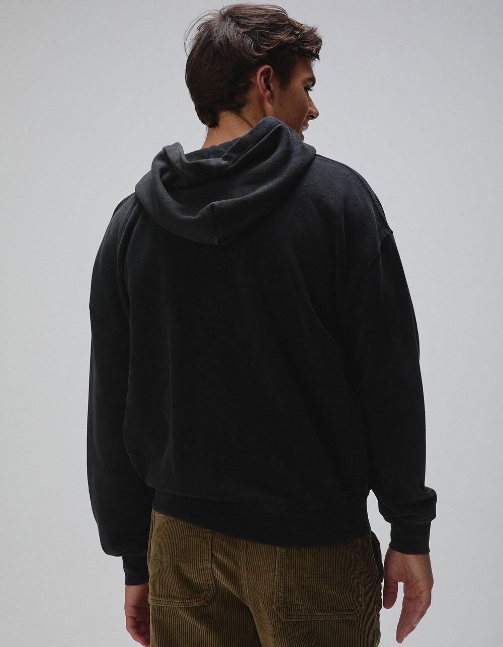 RSQ Mens Washed Zip-Up Oversized Hoodie - BLACK Product Image