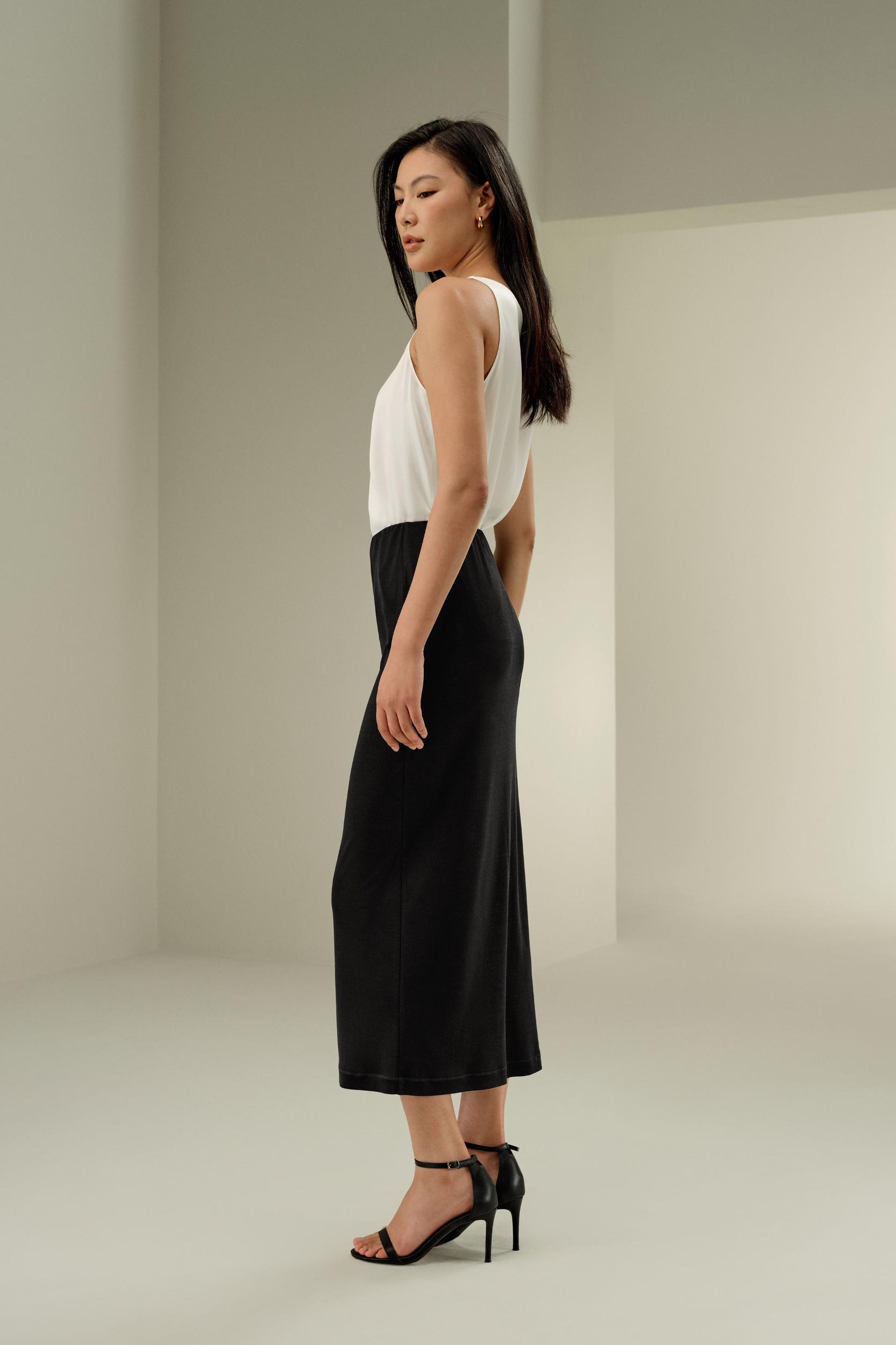 LILYSILK Womens Silk Midi Skirt | Black Pure Silk | Lightweight Knee-To-Calf Skirt 12 Product Image