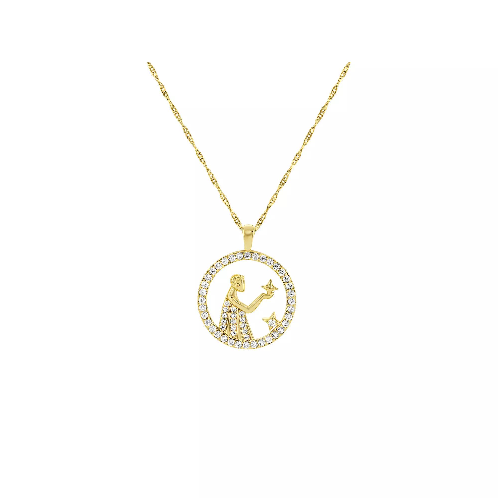 PRIMROSE 18k Gold Plated Cubic Zirconia Zodiac Coin Pendant Necklace, Women's, Size: 18", Virgo Product Image