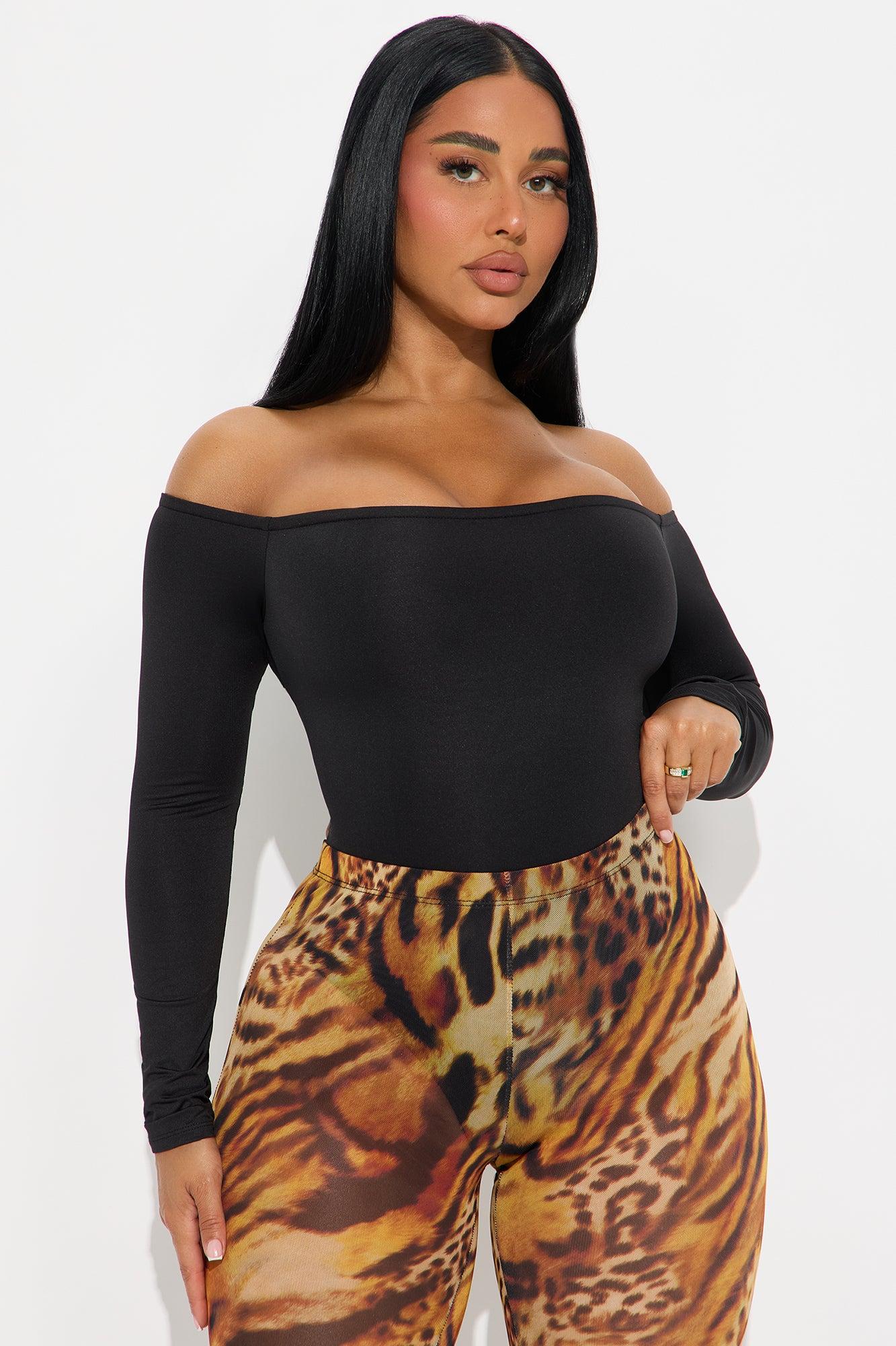 No Convincing Off Shoulder Cut Out Bodysuit - Black Female Product Image