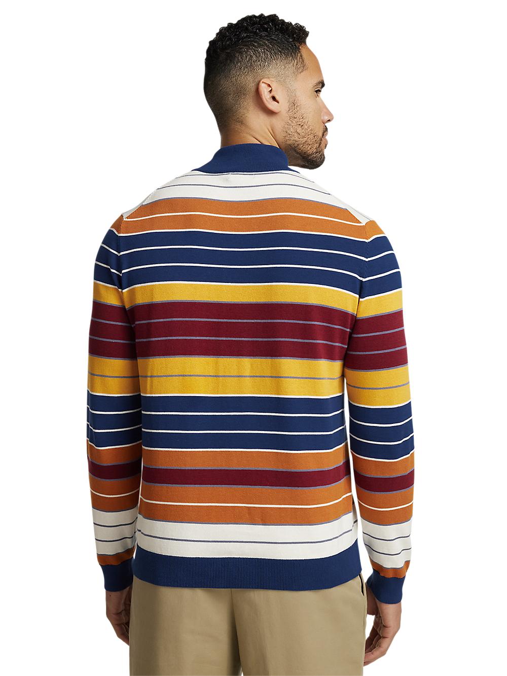 Cotton Quarter Zip Mock Neck Sweater - Multi Product Image