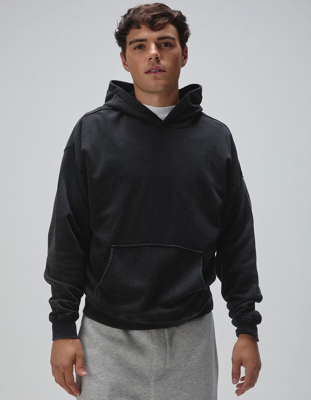 RSQ Mens Washed Oversized Hoodie - BLACK Product Image