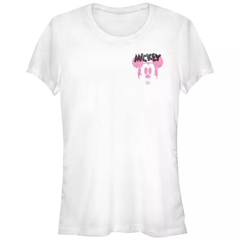 Disney's Mickey Mouse Pink Head Juniors' Graphic Tee, Women's, Size: Small, White Product Image