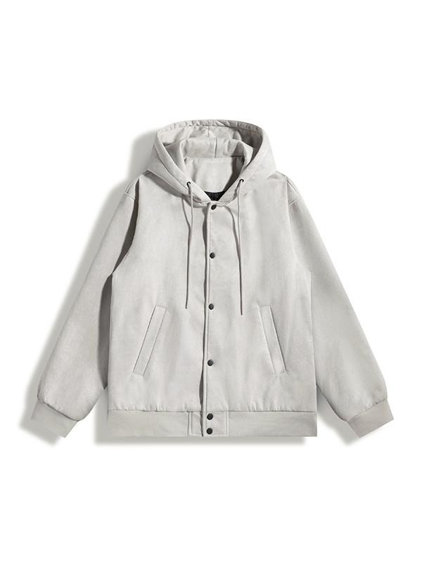 Men's Suede Hooded Drawstring Jacket Product Image