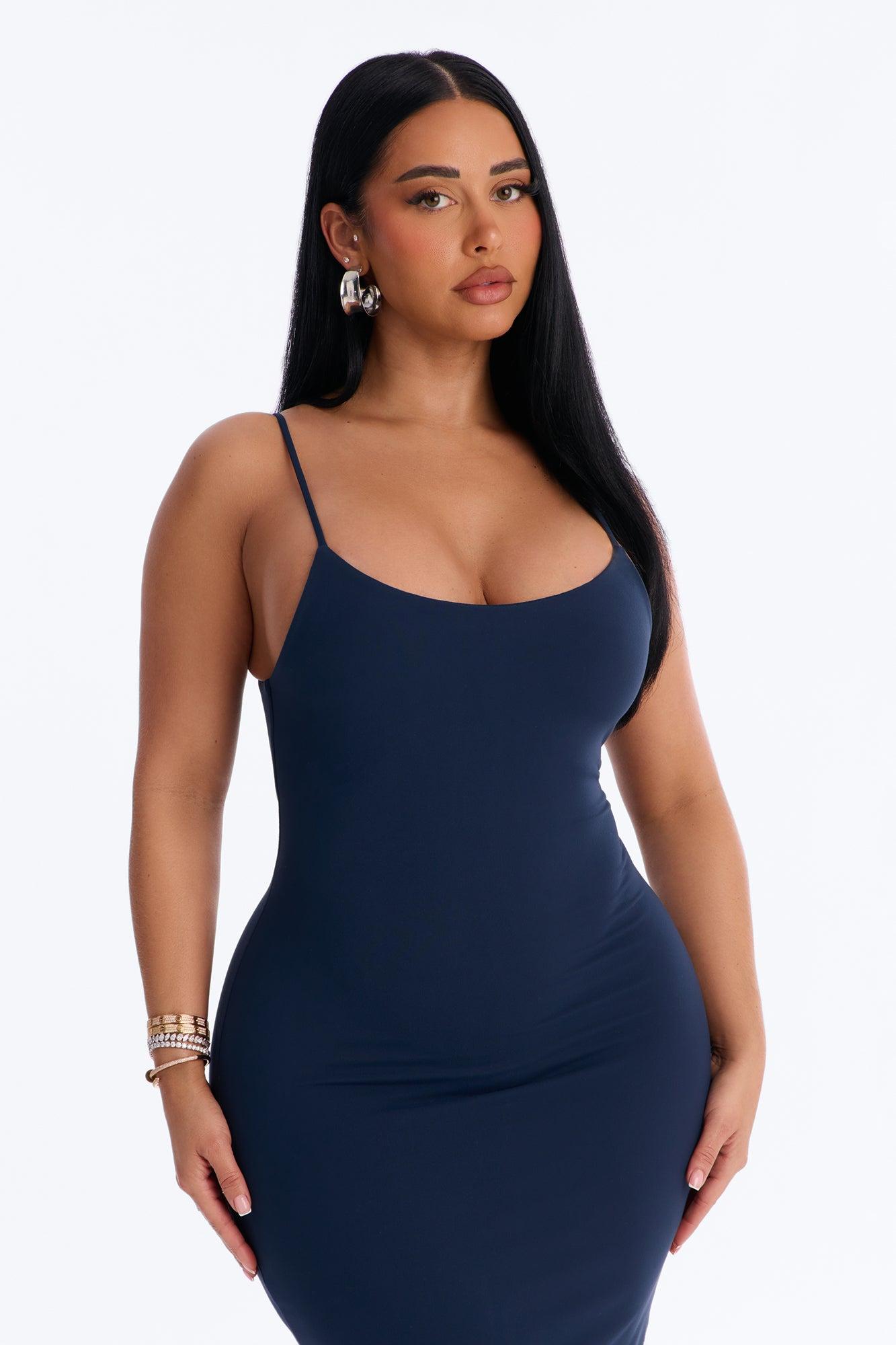 Lylah Double Lined Midi Dress - Navy Female Product Image