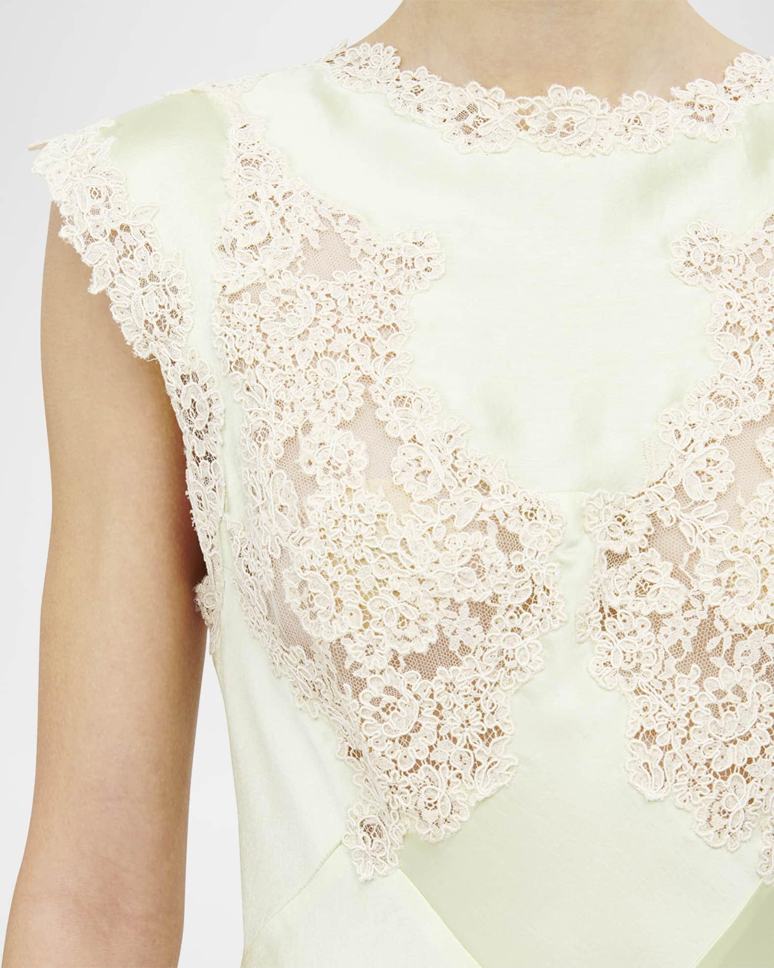 Lace Inset Sleeveless Satin Midi Dress Product Image